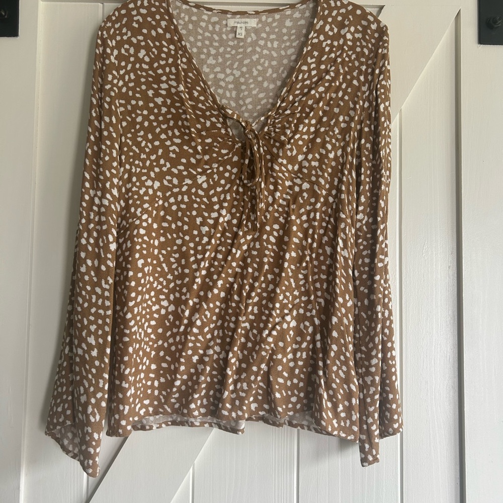 Brown and White Patterned Women's Top
